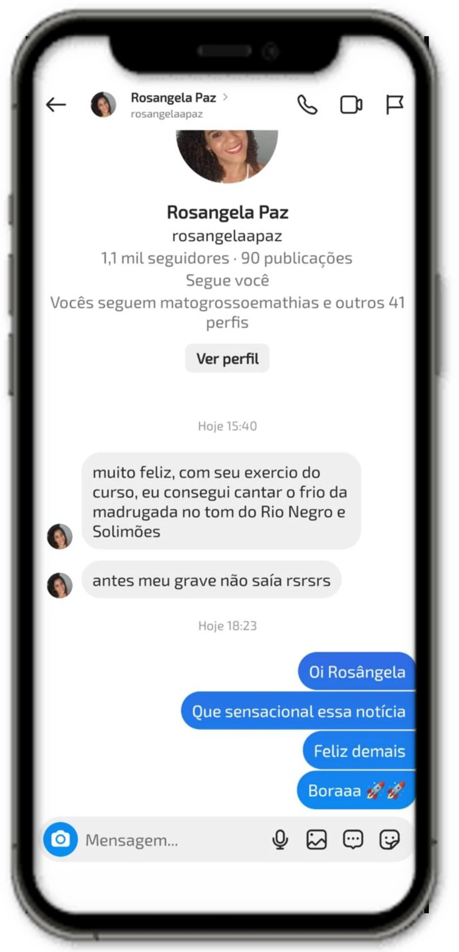 Depoimento de Rosangela sobre sua evolução vocal