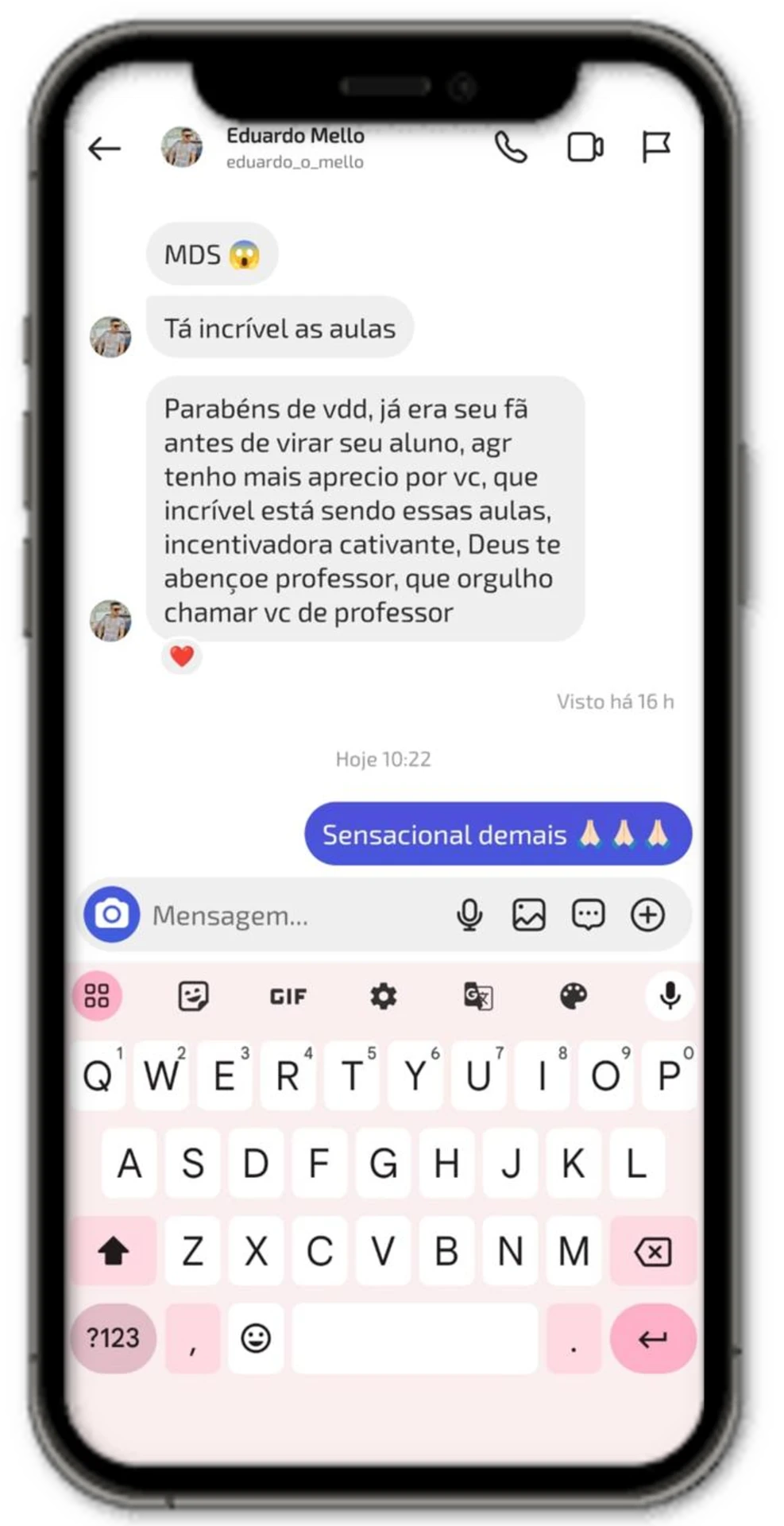 Depoimento de Eduardo sobre as aulas de canto
